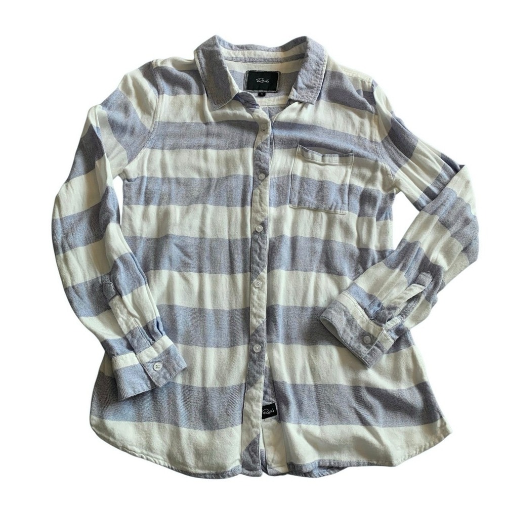 Rails Button Down Shirt Womens Medium Blue White Striped Coastal Chic Casual